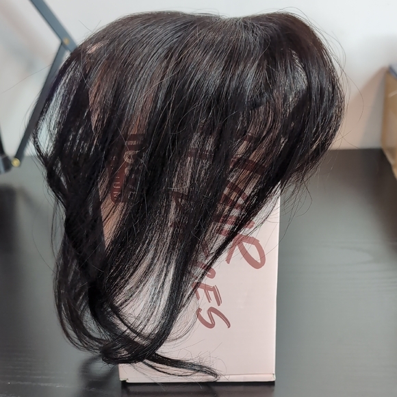 Elegant Black Clip In Hair Topper - Picture 2 of 9